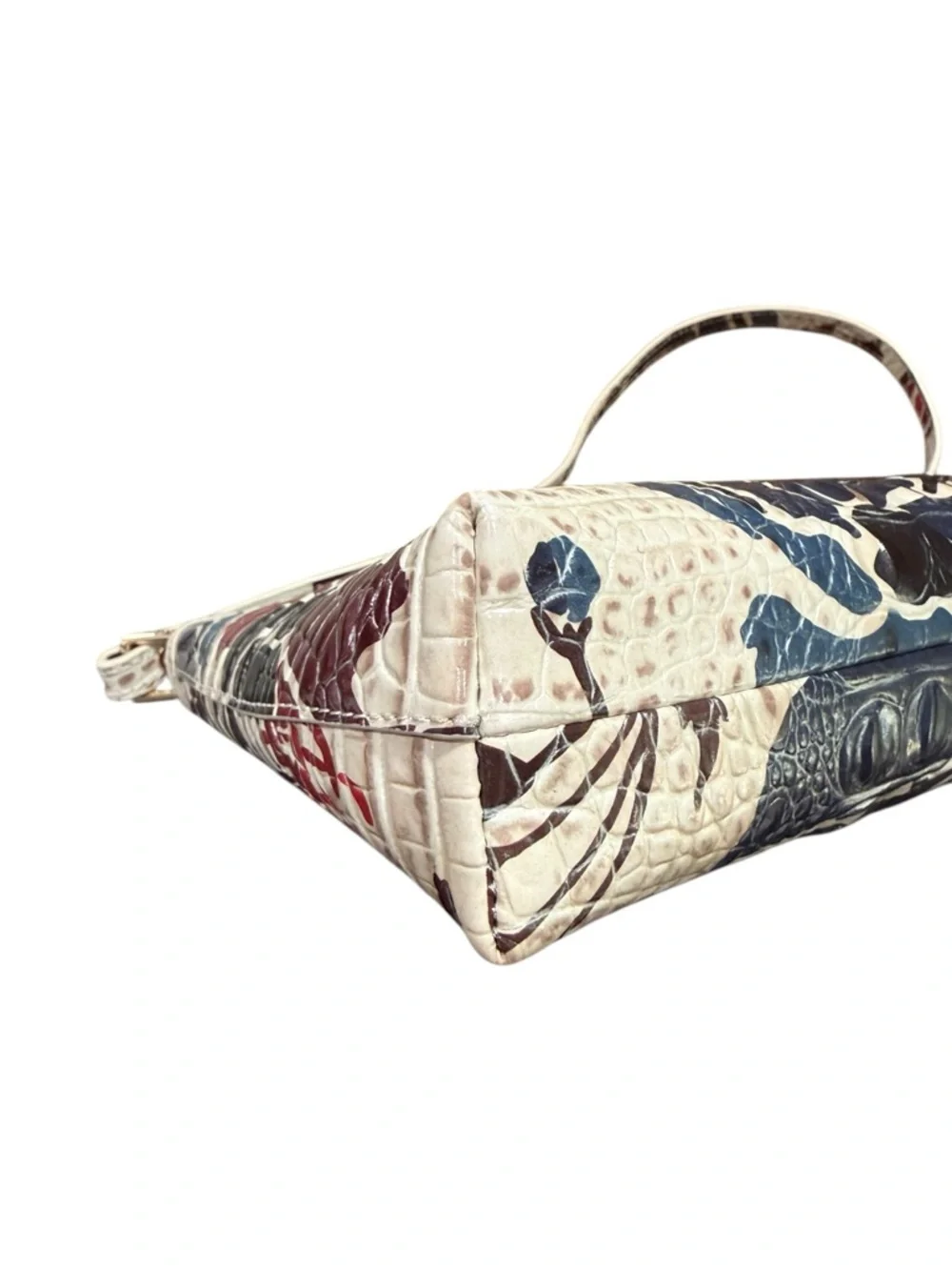 Brahmin Floral Melbourne Embossed Leather Mini Shoulder Bag Ivory Multicolor - Picture 8 of 9